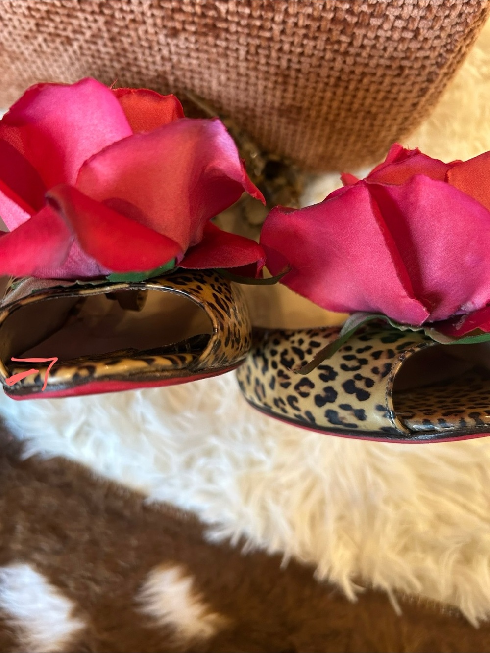 Christian Louboutin Leopard Print Patent Leather T-Strap Peep Toe Heels - Picture 9 of 9